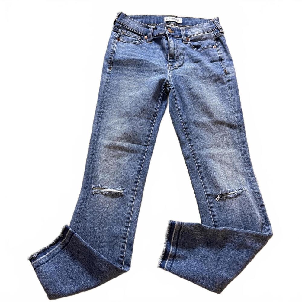 MADEWELL High Riser Skinny Wms SZ 25. Lightly Distressed Luxury Preppy Cabincore